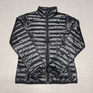 Columbia Jacket Womens Medium Black Lightweight Puffer Duck Down Fill Outdoor